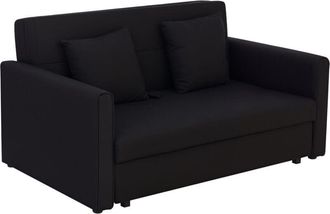 HOMCOM Sof&aacute; Cama De 2 Plazas Tapizado En Poli&eacute;ster Con 2 Cojines Desmontables Reposabrazos Base De Almacenaje Sof&aacute; Doble Moderno Sal&oacute;n Oficina 152x101x81cm