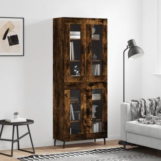 vidaXL Aparador Alto Madera Contrachapada Roble Ahumado 69,5x34x180 Cm Vidaxl