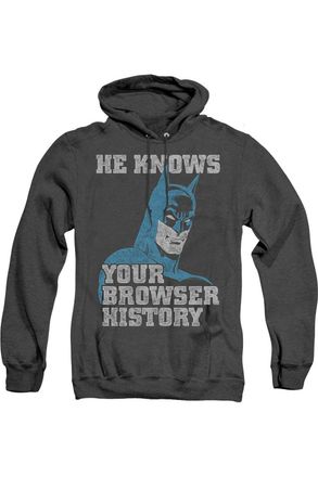 Gildan Batman Knows Adult Heather Hoodie / Hooded Sweatshirt