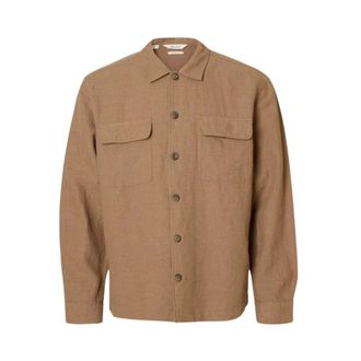 Selected Light Jackets, male, Brown, Size: 2XL Leroy Overshirt