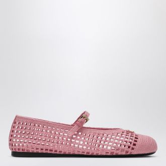 Prada Begonia-colored crochet knit ballet flats
