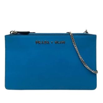 Prada Pre-owned Vintage Crossbody - Dames - Pre-owned - Blauw - Maat: ONE Size Leer