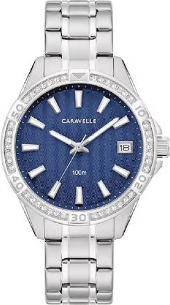 Bulova Aqualuxx Quartz Crystal Blue Dial Ladies Watch 43M122