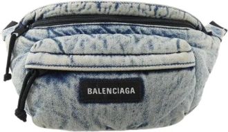 Balenciaga Pre-owned Belt Bags, female, Blue, Size: ONE SIZE Pre-owned Explorer Padded Denim Belt Bag