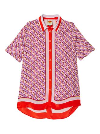 Farm Rio graphic-pineapple buttoned shirt - Purple