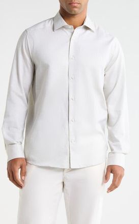 Jack Victor Danforth Stretch Cotton & Linen Blend Dress Shirt in Sage at Nordstrom, Size Xx-Large