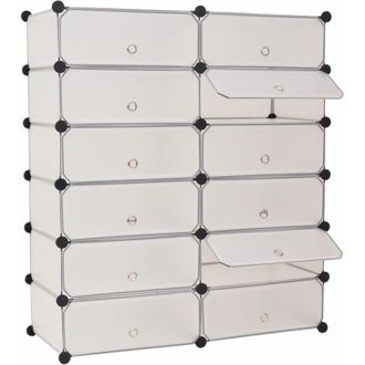 vidaXL Interlocking Shoe Organiser with 12 Compartments White Vidaxl