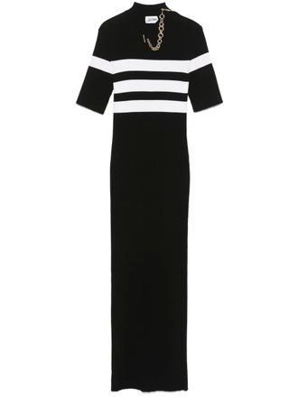 Jean Paul Gaultier striped maxi dress - women - Polyester/Viscose - M - Black