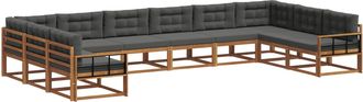 vidaXL Conjunto De Sof&aacute;s De Exterior 10 Uds. Natural Y Antracita Vidaxl