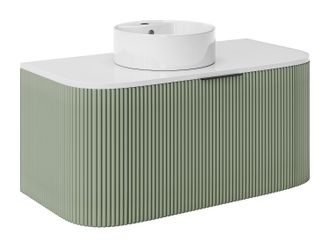 Vente-Unique Mueble de ba&ntilde;o flotante con lavabo sobre encimera - Verde mate - 100 cm - LOMERI