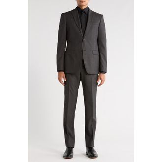 John Varvatos Charcoal Herringbone Two-Button Notch Lapel Wool Suit at Nordstrom Rack, Size 38Short