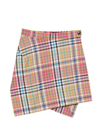 Vivienne Westwood Multicolored Plaid Asymmetrical Wrap Skirt With Tailored Fit