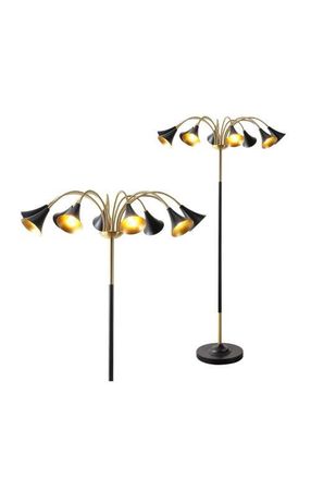 Jonathan Y Designs Vivian 61 10-Light Mid-Century Modern Iron Medusa Multi Head LED Floor Lamp in Brass Gold/black at Nordstrom