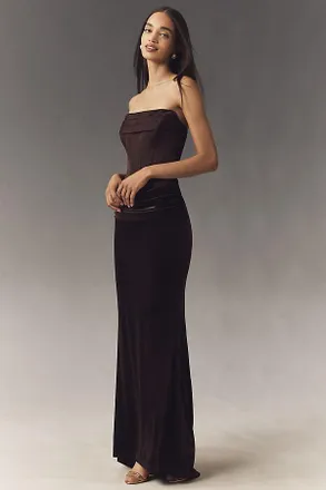 Mare Mare Nova Stretch Velvet Strapless Corset Maxi Dress