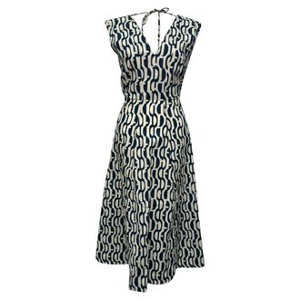 Max Mara Pre-owned Womens Max Geometric Print Midi Dress in Multicolor Cotton - Multicolour - Size EU 48 (Womens)