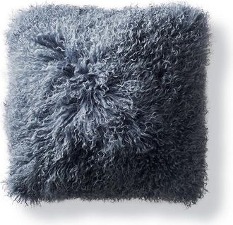 Frontgate Mongolian Fur Decorative Pillow Cover - Silver, 20 x 20 Square Silver, Individual - Frontgate