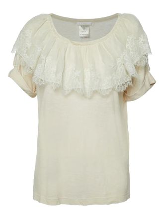 Chlo&eacute; lace ruffle top - Neutrals