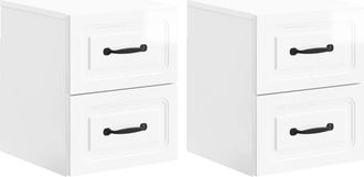 vidaXL Mesita De Noche De Pared 2 Uds. Brillante 34,5 X 33 X 40 Cm Vidaxl