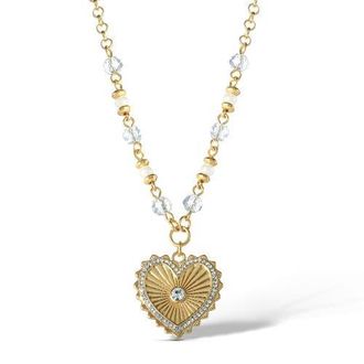 Jessica Simpson Heart Necklace with Clear Crystal Embellishments, 16 + 2 in Gold at Nordstrom