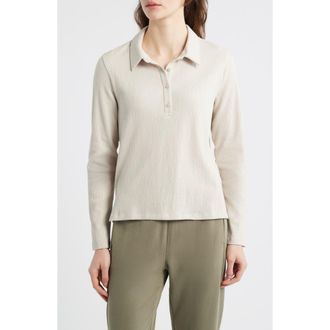 Eileen Fisher Slim Textured Henley in Papyrus at Nordstrom, Size Xx-Small
