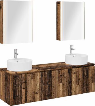 vidaXL Juego De Muebles De Ba&ntilde;o 5 Uds. Madera Envejecida Vidaxl