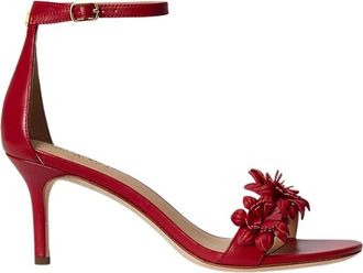 Ralph Lauren Allie Sandalen - Dames - Sandalen met hakken - Rood - 41 EU - Leer - Schoenen