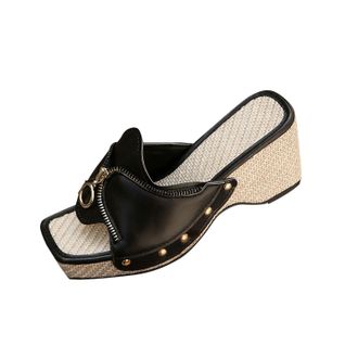 Generic Womens Wedge Sandals Casual Open Toe Summer Sandals Large Size Fashionable Versatile Breathable Comfortable Slip On Heeled Sandal Summer Beach