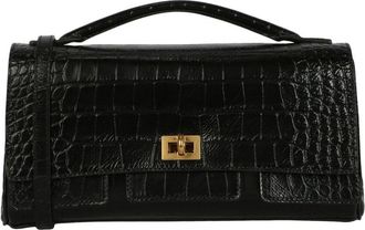 Balenciaga Bel Air Small Croc-Embossed Leather Clutch