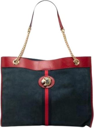 Gucci Pre-owned Tote Bags, female, Blue, Size: ONE SIZE Pre-owned Suede Tote