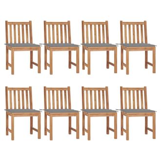 vidaXL Sillas De Jard&iacute;n 8 Unidades Madera De Teca Con Cojines Vidaxl