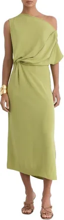 Reiss Beth One-Shoulder Midi Dress in Green at Nordstrom, Size 0