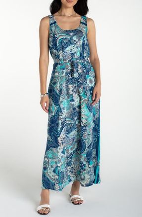 Liverpool L.A. Floral Print Maxi Dress in Aqua Blue Mlt at Nordstrom, Size X-Large