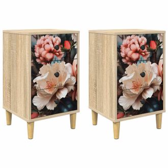 vidaXL Mesa De Noche Borne 2 Uds. Roble Sonoma 36 X 33 X 60 Cm Vidaxl