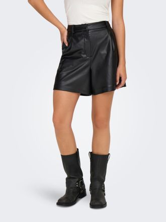 Only Shorts ONLY ONLPENNY FAUX LEATHER SHORTS OTW, Damen, Gr. XS (34), N-Gr, schwarz, Web, Obermaterial: 96% Polyester, 4% Elasthan, unifarben, regular fit