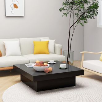 vidaXL Mesa De Centro Madera Contrachapada Negro 90x90x28 Cm Vidaxl