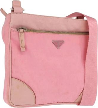 Prada Pre-owned Cross Body Bags, female, Pink, Size: ONE SIZE Pre-owned Nylon Cross Body Bag