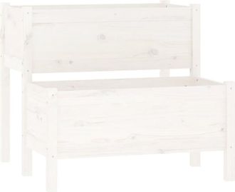 vidaXL Vidaxl - Jardinera Madera Maciza De Pino Blanco 84,5x84x75 Cm