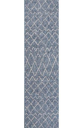 Jonathan Y Designs Madaba Moroccan Trellis Indoor/Outdoor Area Rug in Navy/light Gray at Nordstrom, Size 2Ft 0In X 8Ft 0In