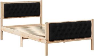 vidaXL Bed Frame with Headboard Black 100 x 200 cm Solid Pine Wood vidaXL