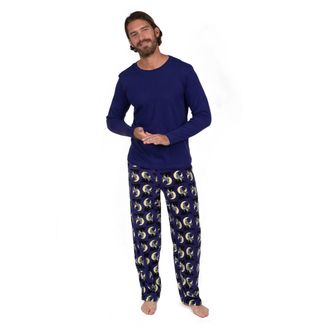 Leveret Mens Cotton Top and Fleece Pant Pajamas Wolf