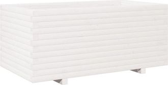 vidaXL Jardinera Madera Maciza De Pino Blanco 110x60x49,5 Cm Vidaxl