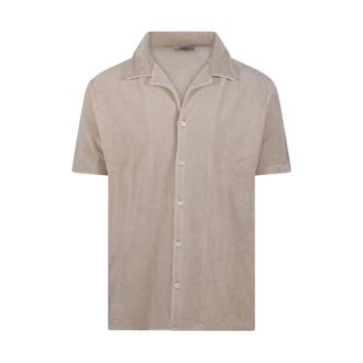 Altea Short Sleeve Shirts, male, Beige, Size: XL Terry-cloth Camp-collar Shirt