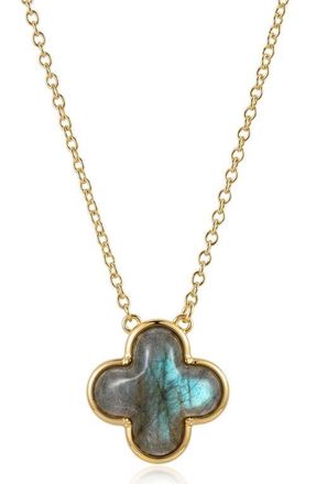 st. Moran Labradorite Quatrefoil Pendant Necklace in Green/gold at Nordstrom