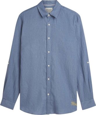 Scotch & Soda Heren, Overhemden, Blauw, Maat: S Linnen