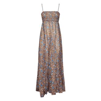 MC2 Saint Barth Maxi Dresses, female, Multicolor, Size: S Jemma Flounced Dress Ramie Etnic Batik 19