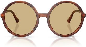 Miu Miu 59mm Round Sunglasses in Striped Tobacco /Yellow at Nordstrom