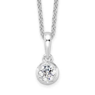 Diamond2Deal 14k White Gold 1/4 Ct Lab Grown Diamond Solitaire Pendant Necklace 18 Clarity VS, Color D-E