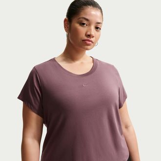 Nike Womens Nike Sportswear Chill Knit Cropped T-Shirt (Plus Size) in Purple | FZ2479-502