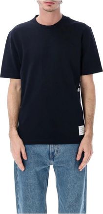 Thom Browne Tops, Heren, Blauw, S, Katoen, Classic Pique 4-Bar Tee