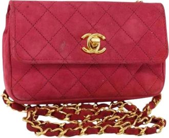 Chanel Pre-owned Cross Body Bags, female, Pink, Size: ONE SIZE Pre-owned Vintage Suede Cross Body Bag